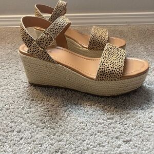 J. Crew Tan and Black Espadrilles Wedge Sandals | 8.5
